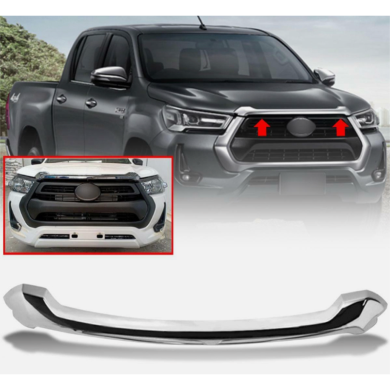 Накладка капота Toyota Hilux VIII 2020- ХРОМ